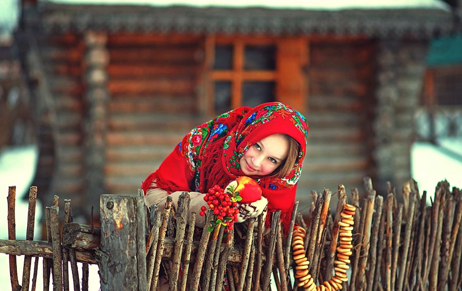 Sexy girl Women in Slavic costumes in Jakarta